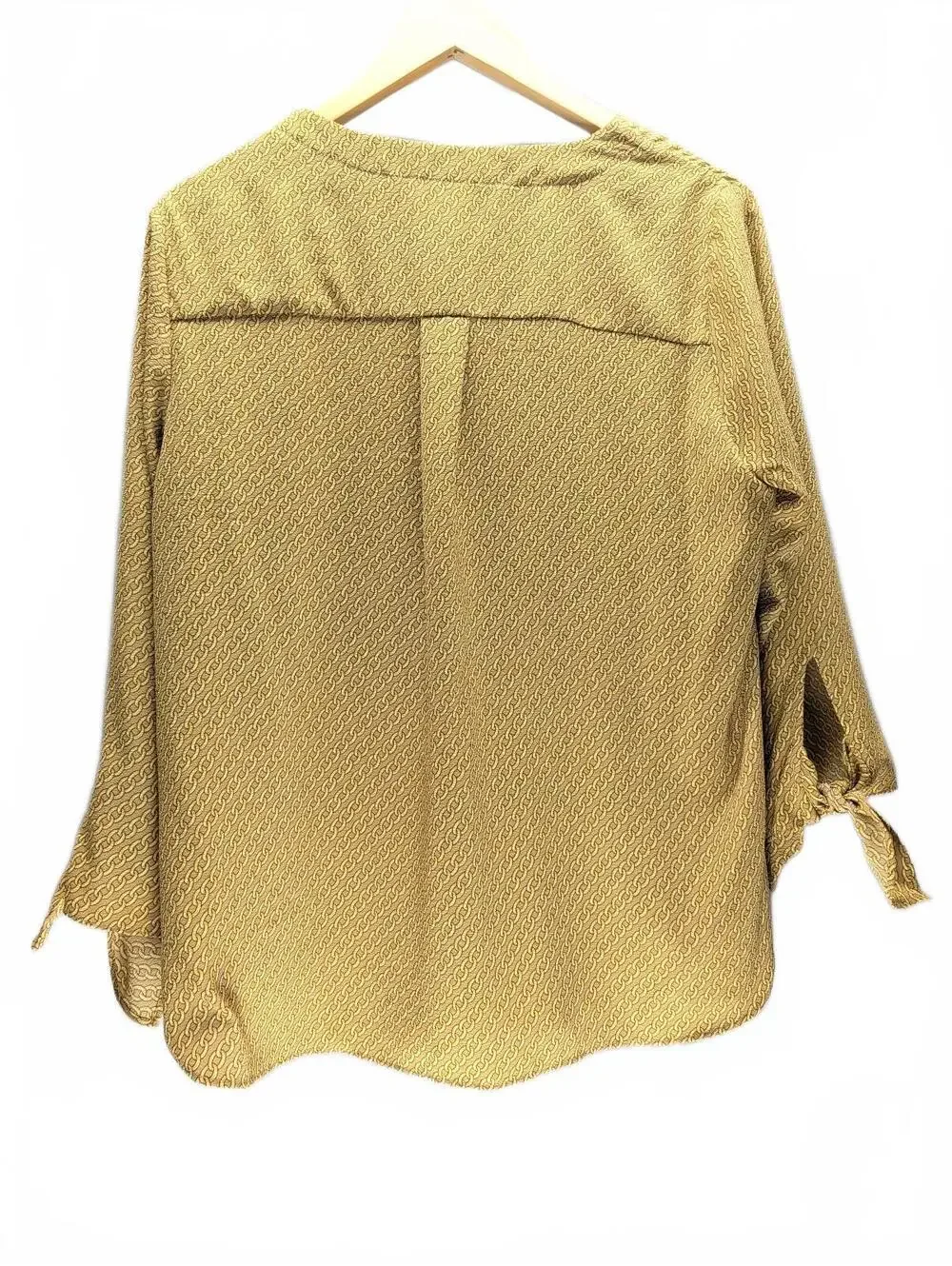 Michael Kors Women's Long Sleeve Chain Print Blouse Mustard